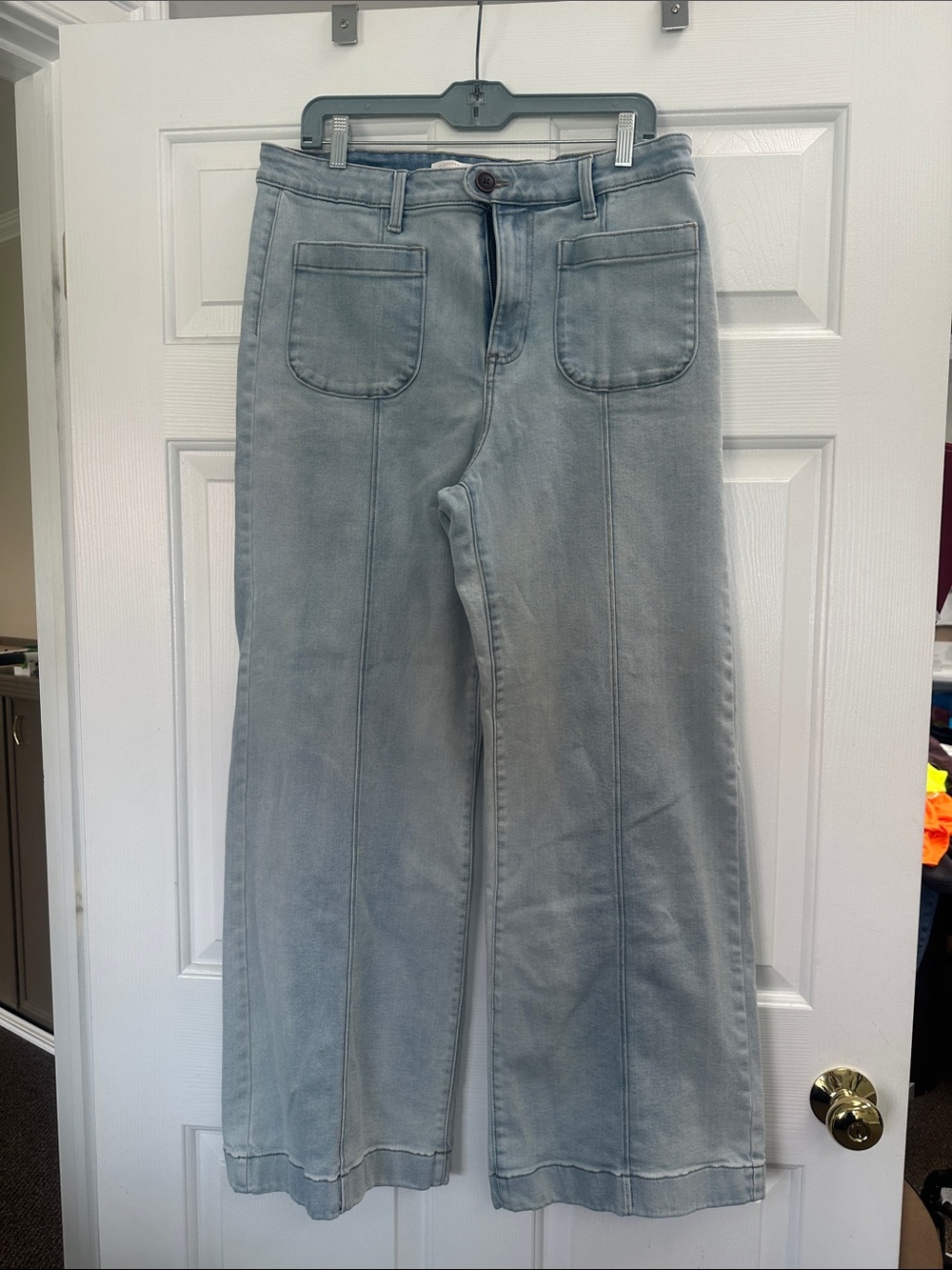LC Lauren Conrad Light Blue Wide-Leg Jeans with Front Patch Pockets